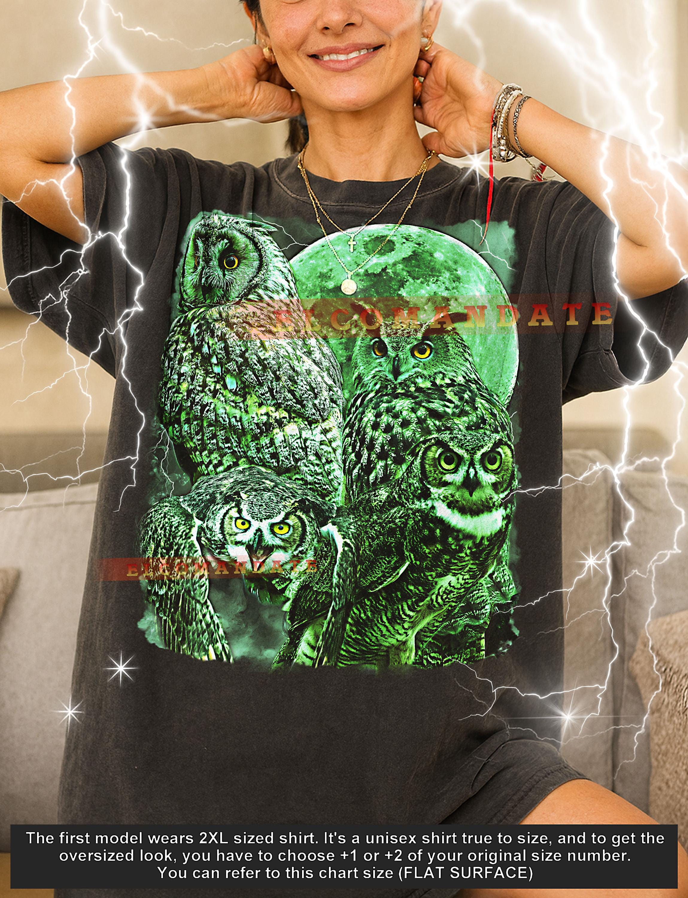 Owl Owl 90s Vintage Retro Bootleg Shirt, Wise Nocturnal Bird Graphic Tee, Nature Lover Aesthetic Gif