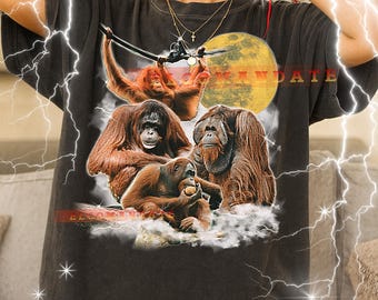 T-shirt orang-oetan, vintage Animal Lovers Ape Nature Wildlife grafisch T-shirt, jaren 90 retro throwback, trui orang-oetan
