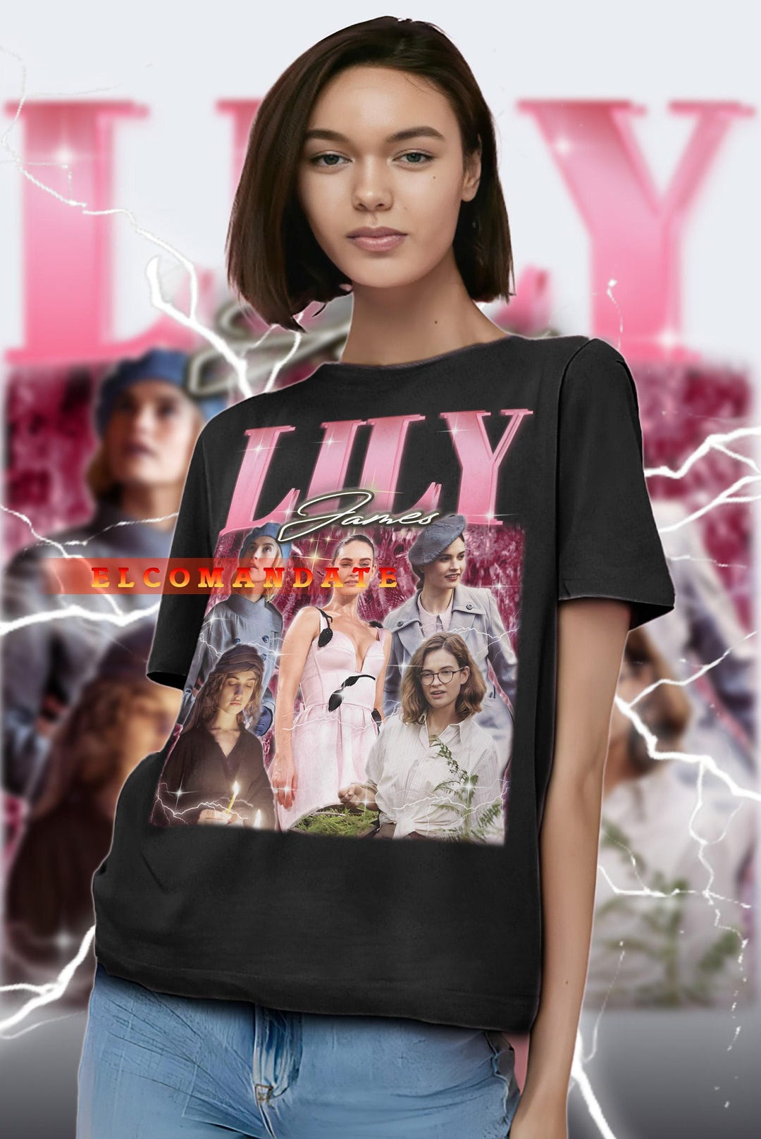 LILY JAMES Vintage Shirt, Lily James Homage Tshirt, Lily James Fan Tees ...