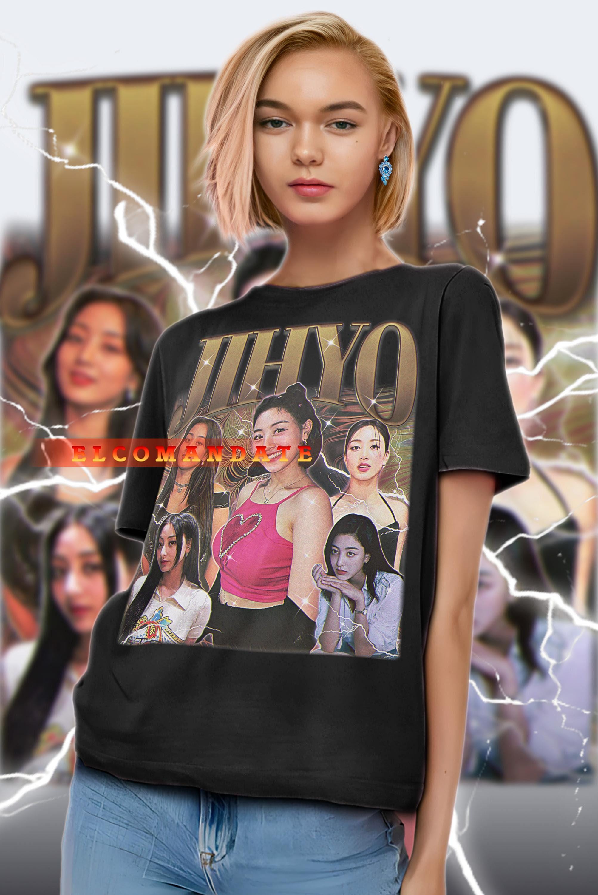 twice ジヒョ　Tシャツ ジヒョ トゥワイス TWICE サイン入り ロゴ入り ブラック 黒T