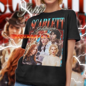 Maglietta omaggio a SCARLETT JOHANSSON, maglietta retrò di Scarlett Johansson, maglietta anni &#39;90 di Scarlett Johansson, maglietta bootleg di Scarlett, maglietta fan di Johansson