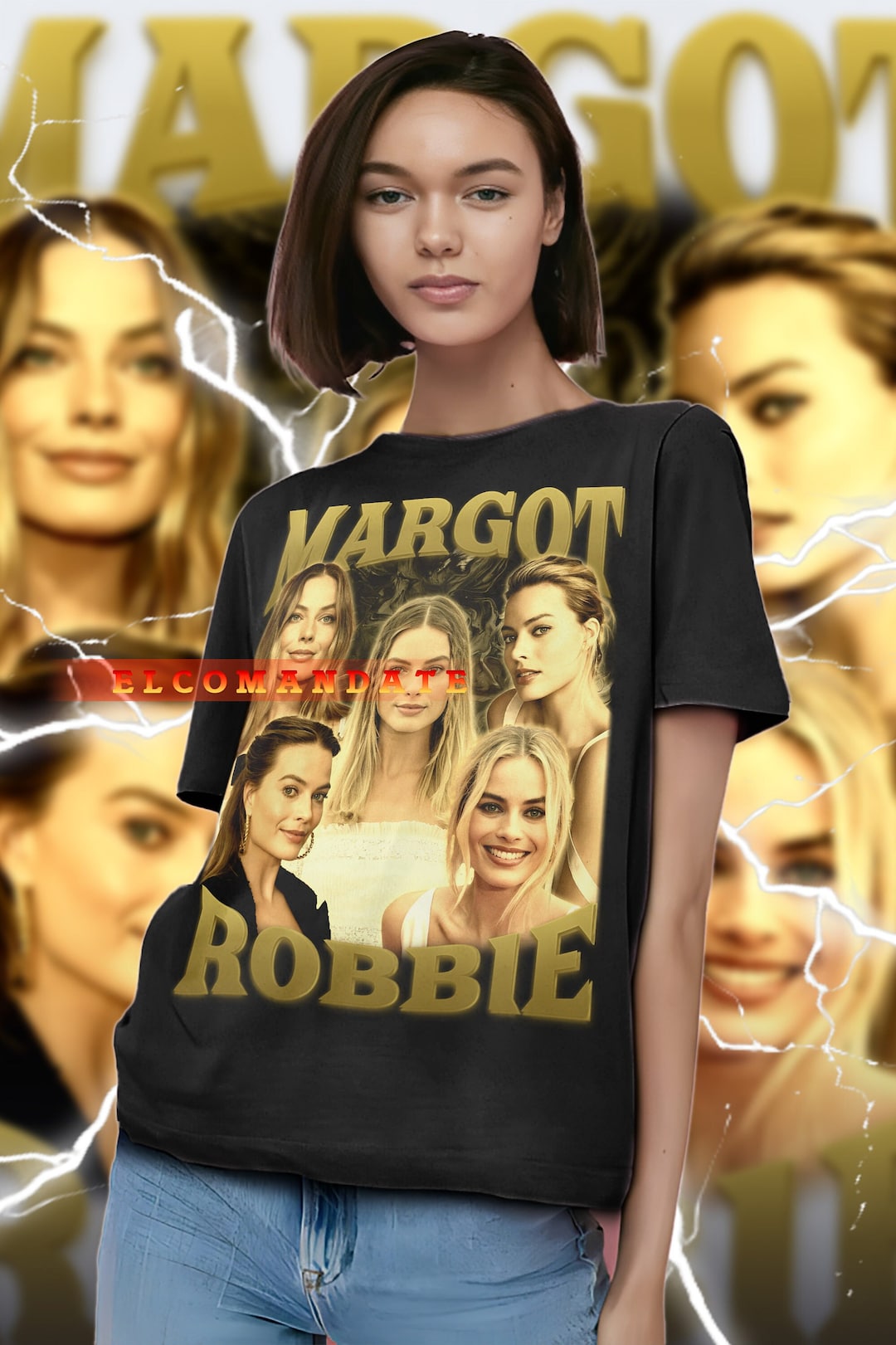 Damen T-Shirt 'I'm Loving Angel Instead' - Personalisiertes Robbie Meme Shirt Mit V-Ausschnitt