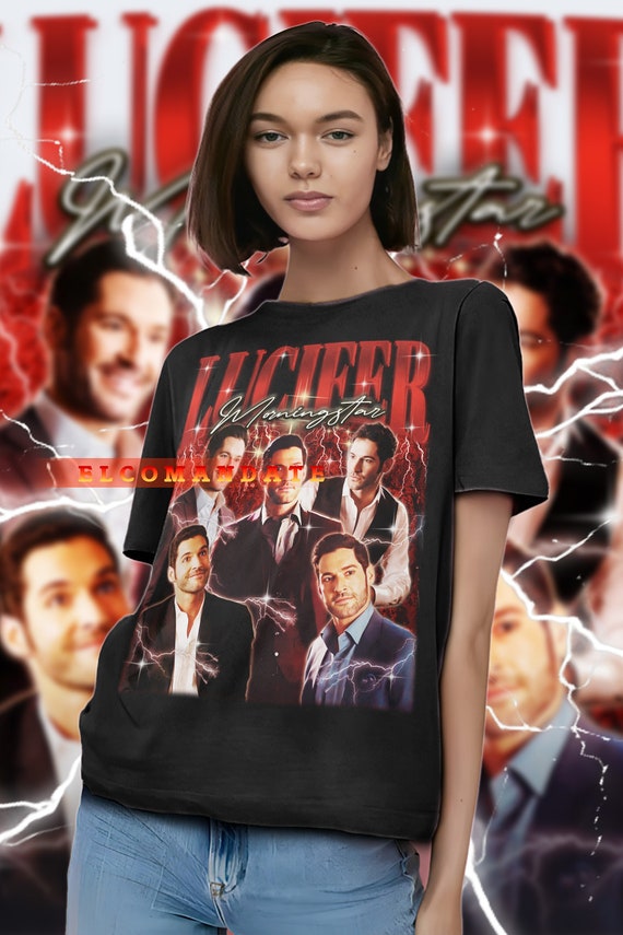 Maglietta vintage LUCIFER MORNINGSTAR maglietta omaggio a Lucifer Morningstar magliette fan di Lucifer Morningstar maglione retro anni 90 di Lucifer Morningstar Etsy Italia