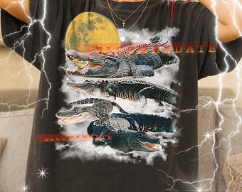 Alligator T-Shirt, Vintage Tierliebhaber Reptil Wildlife Swamp Nature Tee, 90er Jahre Retro Throwback, Alligator Pullover