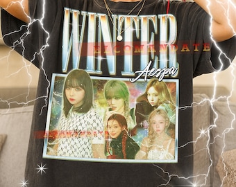 Camiseta pirata de invierno de Aespa, camiseta vintage de invierno de Aespa, camiseta de invierno de Aespa de los años 90, camiseta retro de invierno de Aespa, cantante de ídolos de K-pop