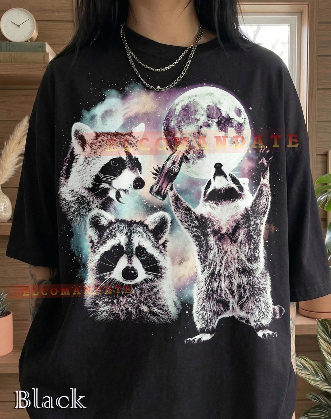 Vintage Galaxy Raccoons Moon Comfort Colors® Tshirt, Trash Panda Retro ...