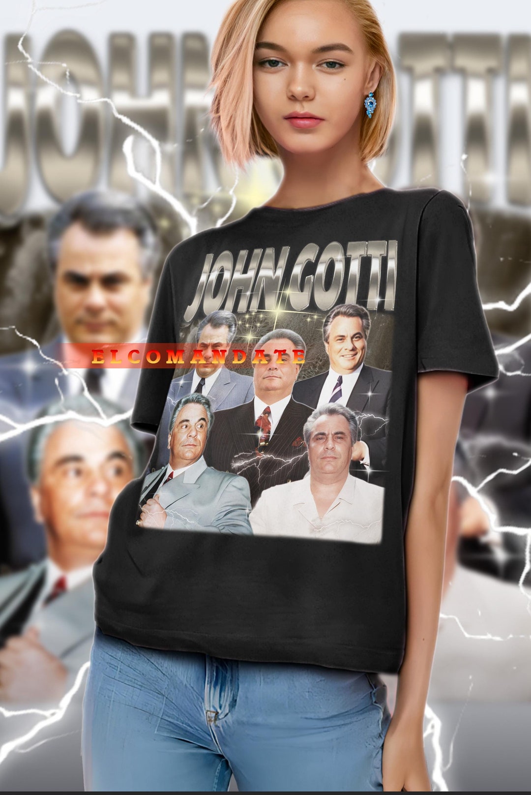 T-shirt John Gotti Dapper Don - Effet Vieilli & Déchiré - Taille XL - Coton Crème - Occasion Très Bon état