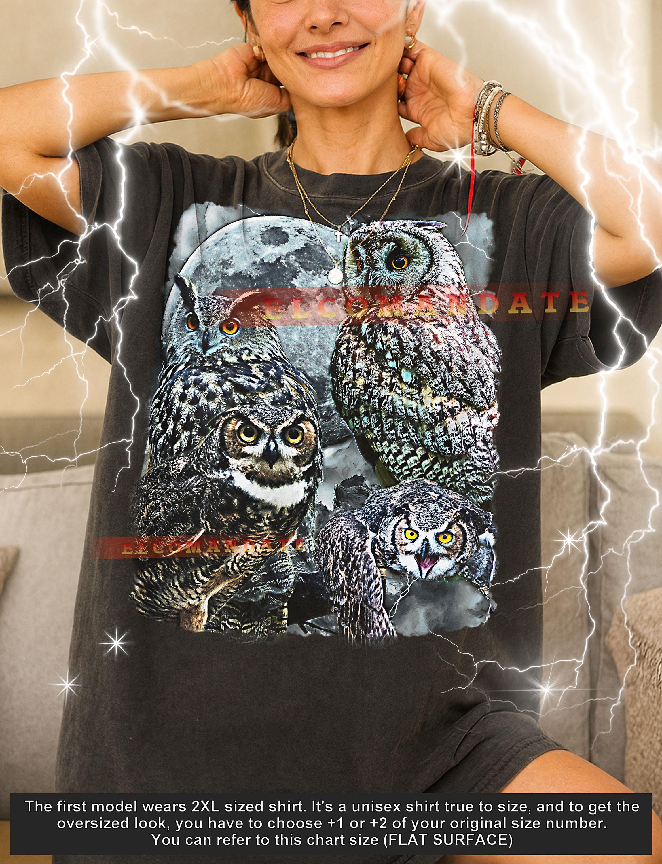 Owl 90s Vintage Retro Bootleg Owl Shirt, Night Bird Graphic Tee, Forest Animal Fan Apparel