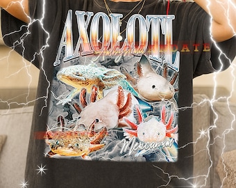 Axolotl T-Shirt, Vintage Tierliebhaber Exotisches Haustier Salamander Natur T-Shirt, 90er Jahre Retro Throwback, Axolotl Ambystoma Mexicanum Pullover
