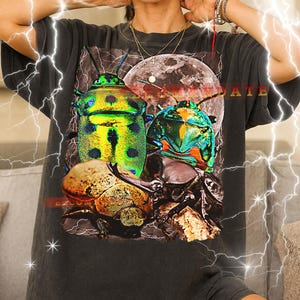 Beetle Beetle 90s Vintage Retro Bootleg Shirt, Horned Bug Graphic Tee, Nature Aesthetic Vintage Fan Gift