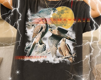 Camiseta Falcon, Camiseta Vintage para Amantes de Animais com Estampa de Ave de Rapina e Natureza, Estilo Retrô dos Anos 90, Suéter Falcon
