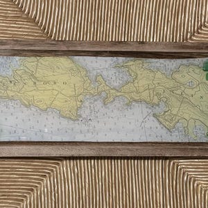 Antike Landkarte von Maine Islesboro mit grünem Seeglastablett