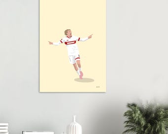 Woltemade Football Poster - Striker Illustration | Fine Art Print Stuttgart Gift Idea