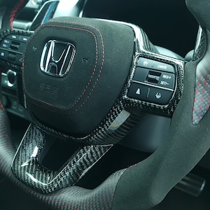 Steering wheel trim made with 100% carbon fiber for Honda Civic 11 Gen