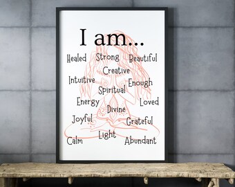 Affirmation Wall Art-Encouragement-Spirituality-Inspirational-Law of Attraction-Manifestation-Meditation-Spiritual Practice-Peach Color