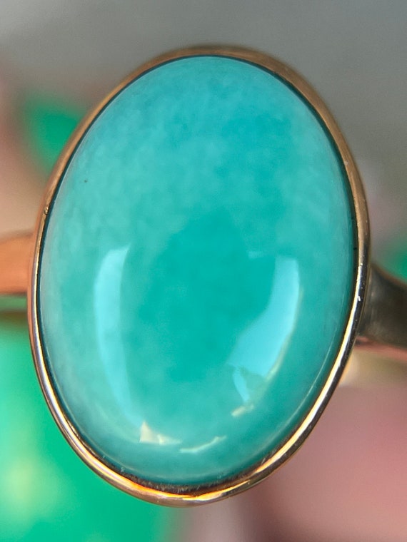 Amazing Amazonite Cabochon 18k Rose Gold - image 9