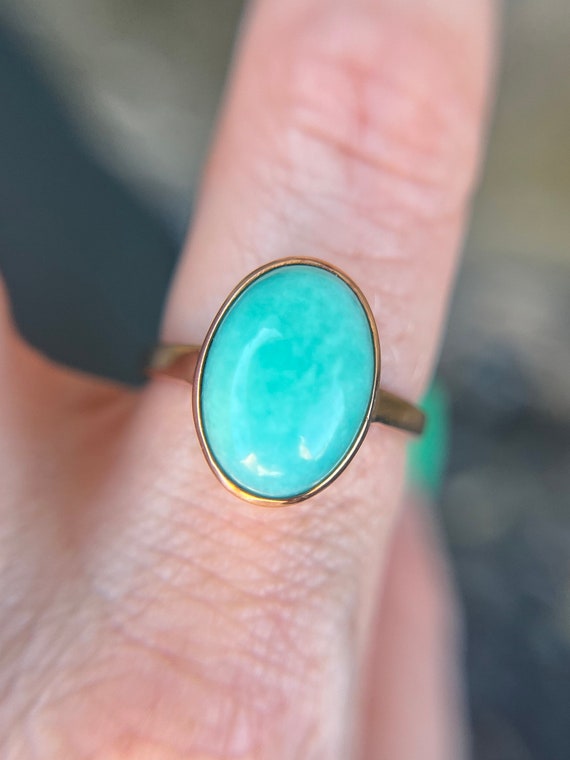 Amazing Amazonite Cabochon 18k Rose Gold - image 8