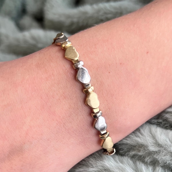 14k Two-Tone Heart Bracelet