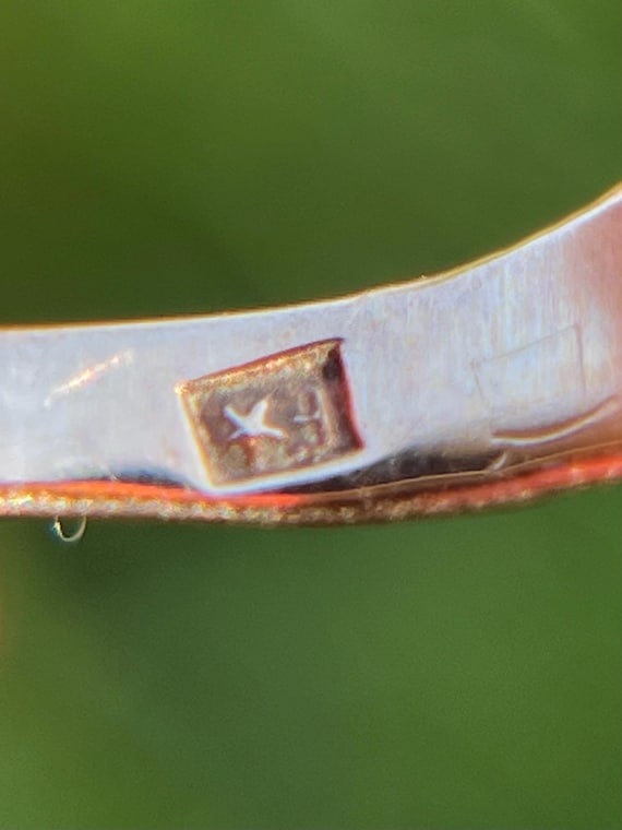 Three Stone Turquoise 9k Gold Ring - image 3