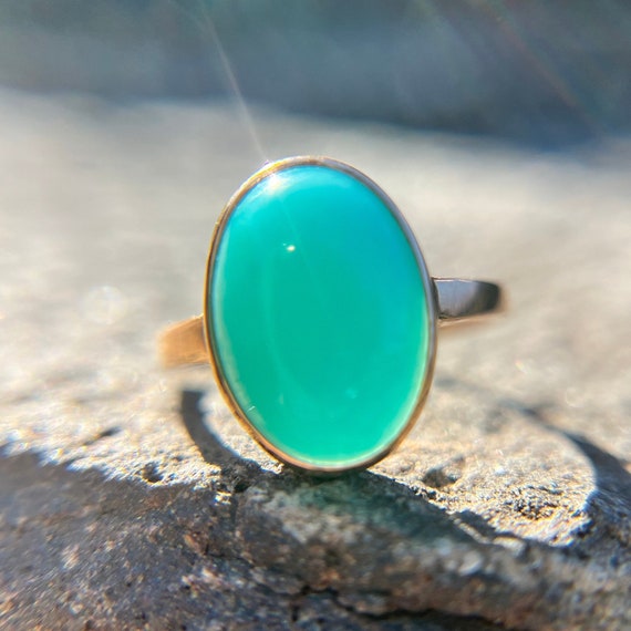 Amazing Amazonite Cabochon 18k Rose Gold - image 1