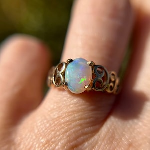 Sweetly Simple Oval Opal Filigree Ring