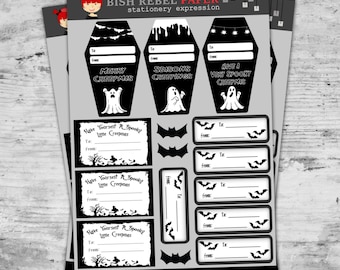 Spooky Christmas Gift Tags, Creepmas Gift Tags, Holiday Labels, Goth Christmas Stickers, Spooky X-mas Sticker Tags, Creepy Holiday Gift Tags