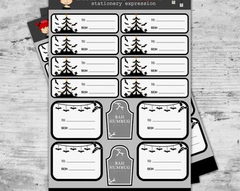 Spooky Christmas Gift Tags, Creepmas Gift Tags, Holiday Labels, Goth Christmas Stickers, Spooky X-mas Sticker Tags, Creepy Holiday Gift Tags