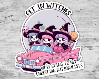 Get In Witches, Witchy Sticker, Hex Christian Nationalist, Hex The Patriarchy, Die Cut Sticker, Laptop Sticker, Gift for her