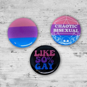 Bisexual Button Pins, Pinback, Buttons, Pride pins, Pride Badge, LGBTQ Pin, Gift for Her, Friend Gift, Gift for Him