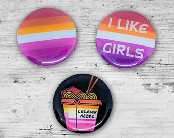 Lesbian Button Pins, Pinback, Buttons, Pride pins, Pride Badge, LGBTQ Pin, Gift for Her, Friend Gift