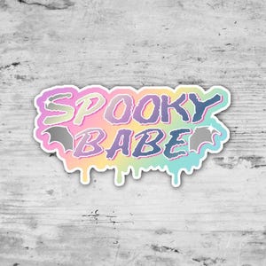 Spooky Babe, Pastel Goth Sticker, Gothic Sticker, Cute Sticker, Water Resistant Vinyl Sticker