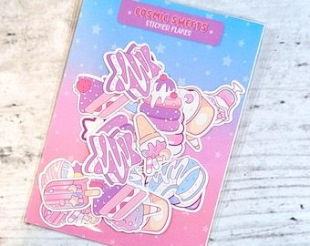 Cosmic Dessert Sticker Pack, Pastel Sticker Flakes, Kawaii Sticker Pack, Cute Planner Stickers, Gift For Her, Novelty Gift