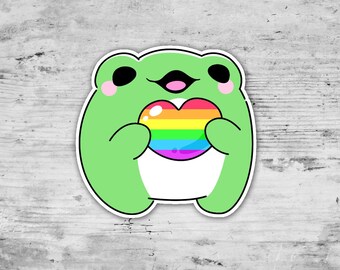 Pride Frog Stickers, LGBTQ Flag Frog, Gay Pride Sticker, Cute LGBTQA Sticker, Frog Lover Gift, LGBT Gift, Ally Sticker