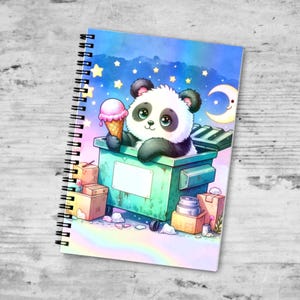 Literal Trash Panda Holographic Notebook, Kawaii Journal, Cute Spiral Bound Lined Notebook, A6 4x6
