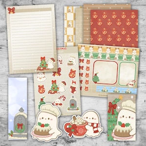 Merry Ghostmas Christmas Junk Journal Kit, Kawaii Goth Scrapbooking, Christmas Ephemera