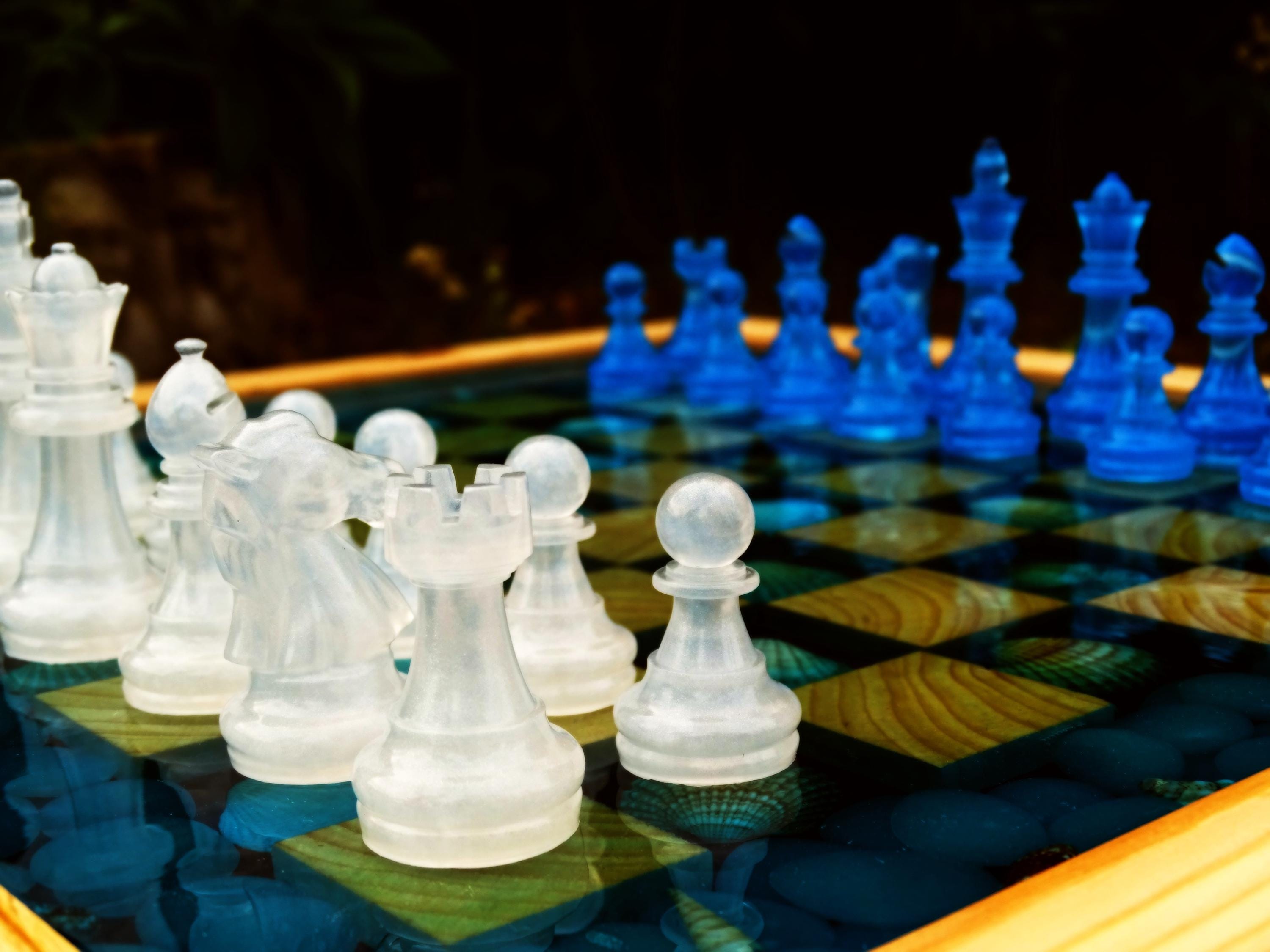 Chess Board, Handmade, Board Game, Decorative, RGB Lighting, Resin ...