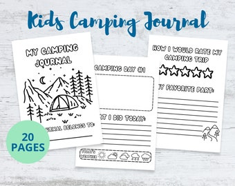 Diario de camping para niños imprimible l Diario de aventuras al aire libre l Diario de la naturaleza l Regalo para campistas l Diario de aventuras l Recuerdos de camping