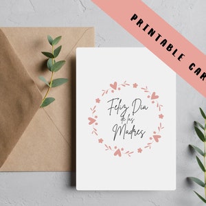 Feliz Dia De Las Madres | Spanische Muttertagskarte | Alles Gute zum Muttertag | Karte für Mama | Spanisch druckbare l Dia De La Madre l Geschenke für Sie