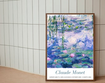 Monet Exhibition Poster Digital Download Print, Water Lilies, Vintage Wall Art