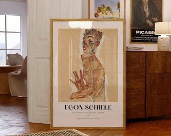 Self-Portrait with Splayed Fingers by Egon Schiele Digital Download Print, Vintage Wall Art, PDF