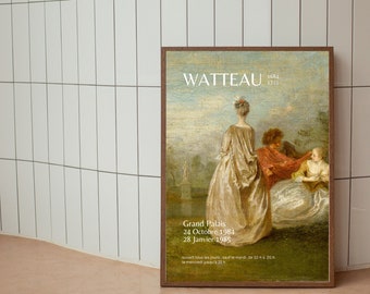 Jean-Antoine Watteau, Les Deux Cousines, Vintage art poster