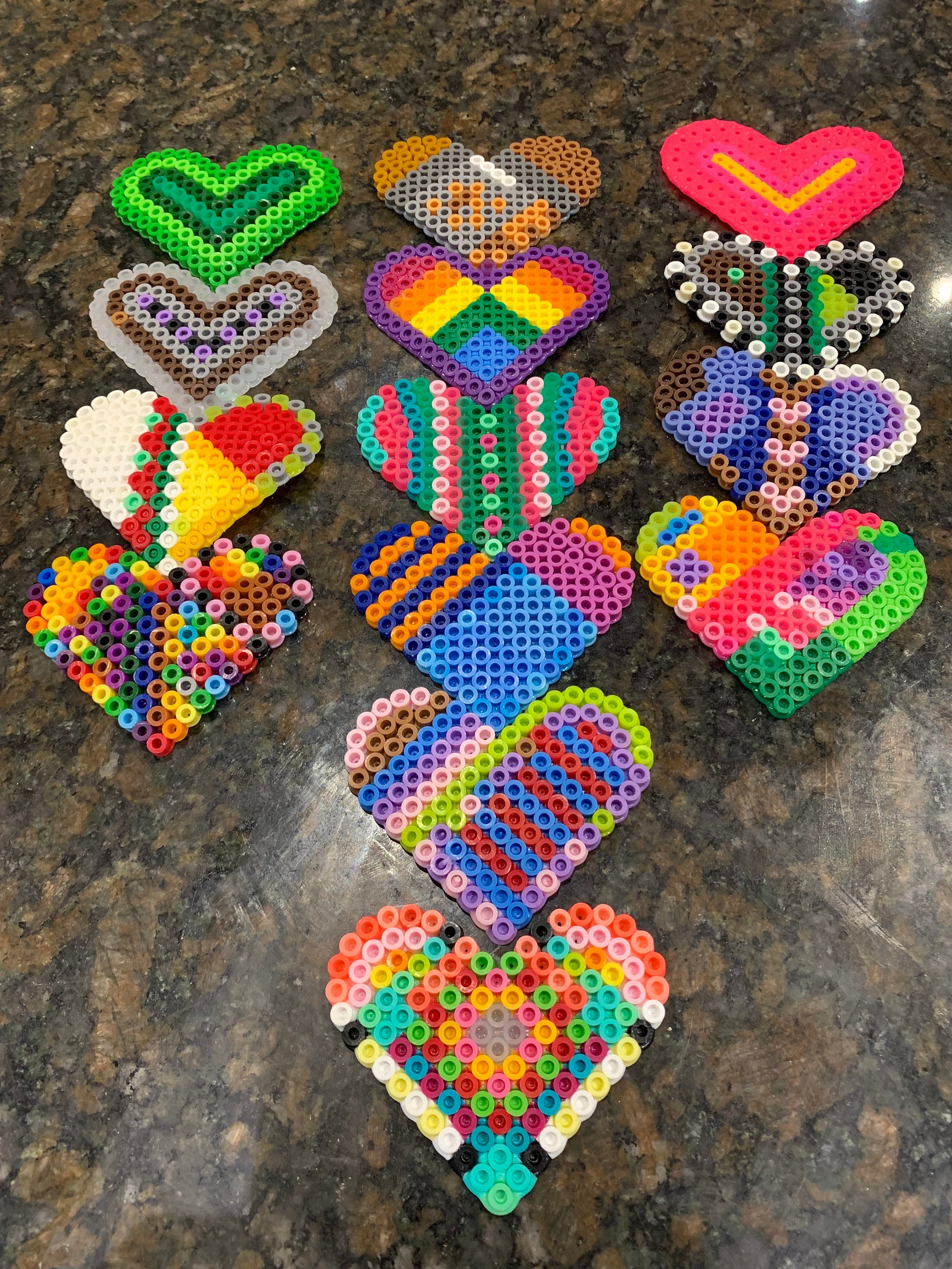 Melting Rainbow Heart Perler Bead Pattern, Bead Sprites