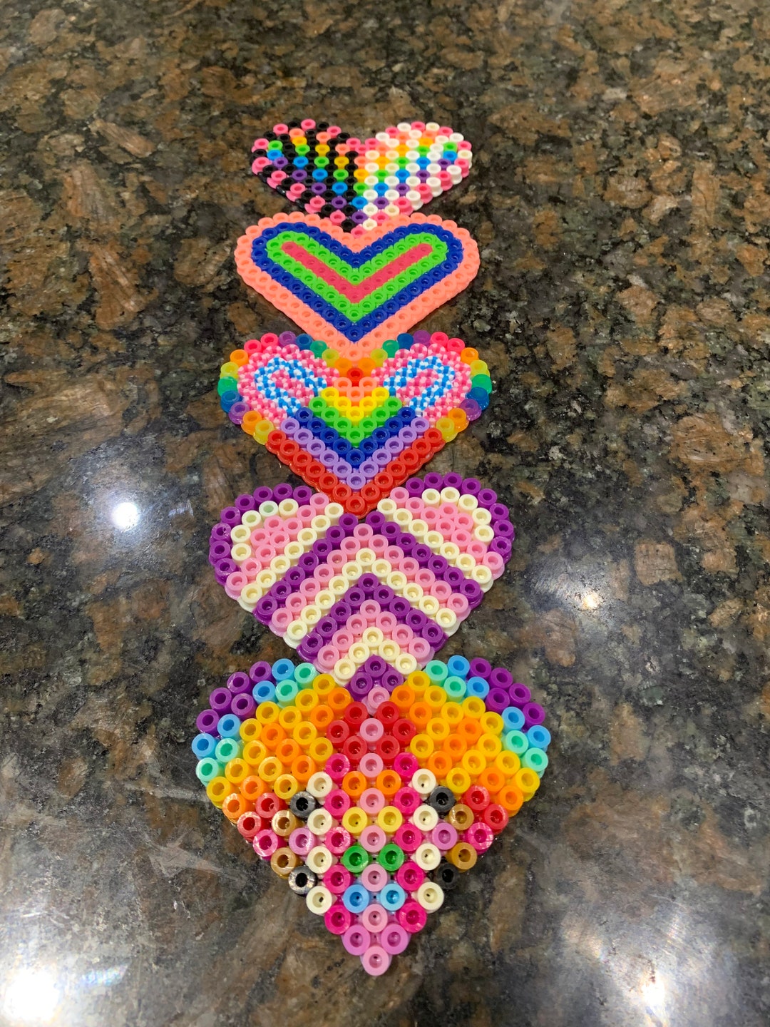 Perler Bead Hearts Set of 5 Etsy