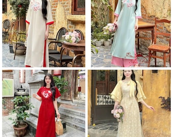 Áo Dài Cách Tân M29 Women Ao Dai / Girl Ao Dai / Luna Ao Dai /  Vietnamese Ao Dai ( lẽ size)