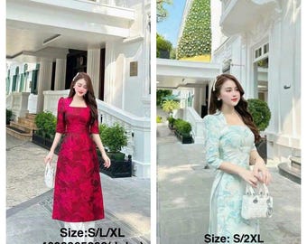 Áo dài cách tân M14 Vietnamese Ao Dai With Pants For Women / Wedding Party Ao Dai / Girl Ao Dai / Áo Dài Tết