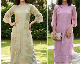 Ao dài cách tân N4 / Women Ao Dai / Girl Ao Dai / Luna Ao Dai / Áo Dài Tết  / set áo + quần / áo dài việt nam/ vietnamese ao dai