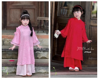 Ao Dai Be Gái Vietnamese long dress for Girl / toddlers / kid ao dai / vietnamese ao dai for kid / Luna Ao Dai / Áo Dài Tết