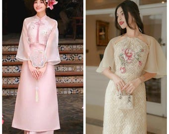 Áo Dài Cách Tân H45 Women Ao Dai /  Girl Ao Dai / Áo Dài Tết / Wedding Party Ao Dai /Vietnamese Ao Dai