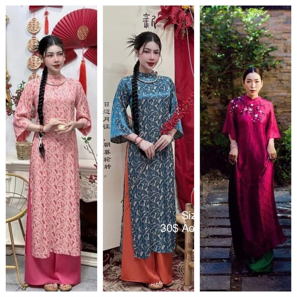 Ao dai / áo dài cách tân/ áo dài gấm ( only áo dài) vietnamese áo dài