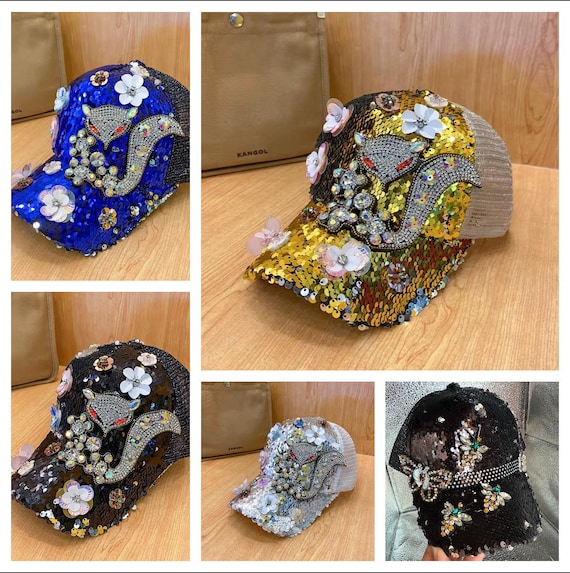 Fashion Rhinestone Trucker Hats Summer Flower Luxury Blings  display picture 3